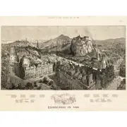 Brewer 1886 Pictorial Map Edinburgh Bird's Eye Large Canvas Art Print
