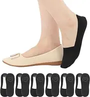 [ValueBargain] Women’s No Show Socks, 6 Pairs Black Low Cut Non-Slip Thin Liner Nylon Cotton Breathable Invisible Hidden Foot Covers Flats Loafers Casual Shoes Foot Care Lightweight Comfortable, Black