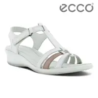 在飛比找momo購物網優惠-【ecco】FINOLA SANDAL 皮革編織舒適坡跟涼鞋