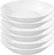 BS Case IKEAA Tempered Opal Glass Dinnerware Plates and Bowls (Pack of 6) (Deep plate, white20 cm (8"))
