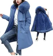 YELICAZE(イェリカゼ) Yelikaze Women's Long Coat, Long Winter Insulated Down Coat, Jacket, Fur Collar, Puffer Hooded Coat, Cold Protection, Lined, Long Jacket, Hooded Zip, Outerwear, Loose Fit, Winter Coat