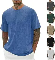 [Generic] Mens T-Shirts Tshirt Summer Short Sleeve Shirt for Men Big and Tall Causal Loose Fit Solid Crewneck Beach Tops 2025