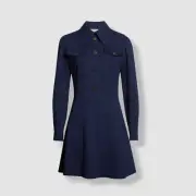 $530 See by Chloé Women Blue Collared Button Front Shirt Dress Size M