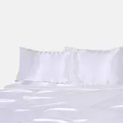 White 1000TC Silk Satin Single KS Double Queen King Fitted Flat Pillowcase Sheet Set