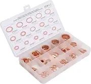 150 Pcs O Ring Gasket Kit, 15 Sizes Red Copper Washers Seals Assortment Set, Assorted Electrical Gasket Rings, Insulating Plumbing Plumber Sealing O Rings Washers Set for Quick Repair