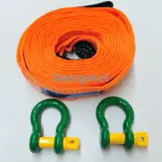 Recovery Tow Strap 14000kg 9m + 2X Rated Shackles Green George 4x4 4WD Towing