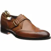 Men Handmade Shoes Brown Leather Brogue Monk Strap Wingtip Formal Wear Boot New