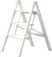 3 Step/4 Step Portable Folding Heavy-Duty Aluminum Alloy Ladder with Wide Platform Steps, 330lbs Capacity, for Home Bathroom Kitchen, Plant Stand Ladder Stool Foldable(3 Step)