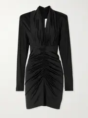 [Victoria Beckham] Victoria Beckham - Ruched Stretch-jersey Mini Dress - Black - UK 12 UK 12 Black