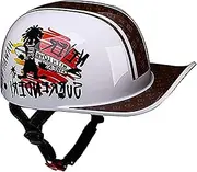 German Style Motorcycle Baseball Cap Helmet Unisex-Adult Motorbike Jet Half Helmet ECE Approved Vintage Open-Face Half Shell Helmet for Cruiser Scooter ATV