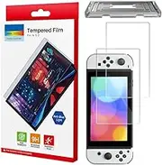 AZURAOKEY Tempered Glass Screen Protector for Switch 2 -With Auto Alignment Kit, 9H Tempered Glass Film with Smooth, Bubble Free, Anti-Scratch, 2 Pack