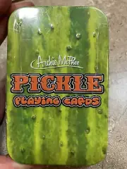 Vintage? Archie McPhee Pickle Playing Cards in Tin Metal Case Sealed In Plastic