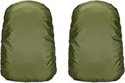Backpack Rain Cover，2PCS，Waterproof Backpack Cover for Hiking Camping Traveling，60L L (Compatible with 55-65L) Green