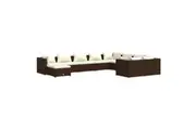 10 Piece Garden Lounge Set with Cushions Poly Rattan Brown vidaXL
