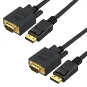 2-Pack 6 FT DisplayPort to VGA Cable Gold Plated 1080p@60Hz DP to VGA Cable