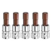 5pcs H7 Hex Bit Socket 1/4" Square Drive Metric Extension Impact Bit, Red