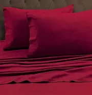 [Tribeca Living] California King Luxury Solid Flannel Generous Size Flat Sheet, Deep Red