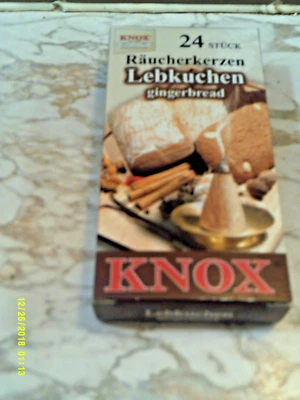 MADE IN GERMANY-KNOX -FRAGRANCE INCENSE CONES-GINGERBREAD-24 IN PACKAGE