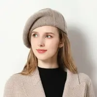 在飛比找樂天市場購物網優惠-2024新款女士純羊毛貝雷帽針織保暖羊毛帽韓版毛線帽子女款時