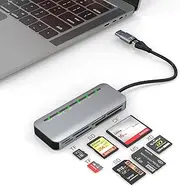 Memory Stick Pro Duo Adapter for iPhone, 7 in 2 Camera Card Reader SD/Micro SD/CF/XD/Sony Memory Stick Pro Duo with USB C USB3.0 Adapter, 5Gbps Memory Stick Adapter Read 5 Cards Simultaneously