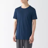 在飛比找博客來優惠-【MUJI 無印良品】男涼爽柔滑圓領短袖T恤 L 深藍