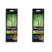 2x Mustad Ultrapoint Circle Flasher Rig Twin Hook Green Chartreuse