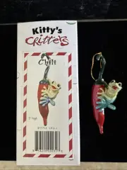 Kitty’s Critters Chili 8177 Frog On Chili Pepper Ornament 2003 Kitty Cantrell