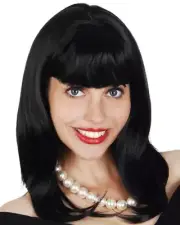 Norah Short Black Wig with Fringe