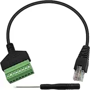 Poyiccot RJ45 Screw Terminal Adapter, RJ45 Male to 8 Pin Screw Terminal Connector, Ethernet Extender Network Adapter 8P8C Breakout Board Cable for Cat5 /6/7 AV CCTV, 12inch