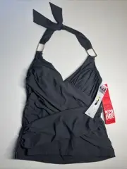 Spanx Halter Tank Swim Top Womens 8 Black Lets Go Slimming Shapewear Tankini