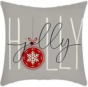 Cushion covers Cushion Covers 40cm x 40cm Grey Snowman Cushion Covers Invisible Zipper Sofa Cushions Outdoor Cushions Garden Cushions Decorative Pillows Square Pillow Case(Red Christmas Ball,(45x45cm)