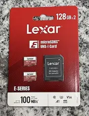 NEW Lexar E-Series 128GB Micro SD Card 2 Pack, microSDXC UHS-I Flash + Adapter