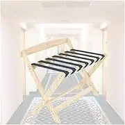 Guest Room Luggage Rack, Folding Suitcase Stand Luggage Rack Hotel Luggage Rack, Solid Wood Folding Frame with Backrest Luggage Storage Rack, for Hotel Room Living Room (Color : Yellow, Size