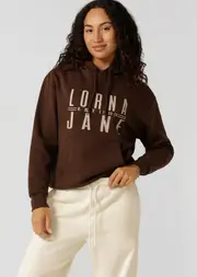 [Lorna Jane] Lounge Fleece Hoodie in Brown, Size - Large L Espresso