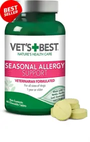 Vet's Best Dog Seasonal Allergy Relief 60 Chewable Tablets Itchy Dry Skin