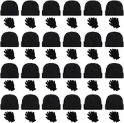 [Winterlace] 48 Pack Kids Beanies & Gloves, Boys Girls Unisex Thermal Stretchy Children Toboggan Knit Cap