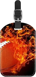 [WOSHJIUK] Luggage Tags,2 Pack Labels Suitcase Tags,American Football in fire,Luggage Tags Privacy Protection Travel Bag Tag