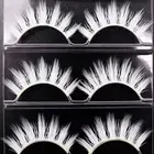 3pair White Eyelashes Cosplay Makeup Natural Long Cross Strip False Eye Las_P1