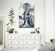Black White Wave Stretched Canvas Print A336