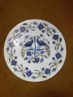 12 Inches Round Marble Coffee Table Top Border Design Inlay Peacock Side Table