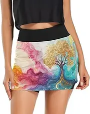 [Joisal] Alligator Bath Cartoon Golf Skorts for Women with Pockets High Waisted Golf Skirts, Short Skirt, Liquid Wave Tree, Large