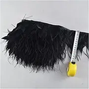 YUMAO 10 Meters/Lot Ostrich Feathers Trims Ribbon Goose Feather for Crafts 8-12CM Skirt Fringe Dress Costume Plumes for Jewelry Making 0217 (Color : Black)