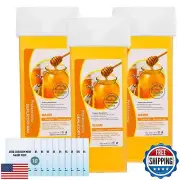Roll on Wax Refill Kit: 3 Honey Wax Roller Refill and 10 Cleaning Wipes for H