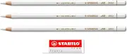 STABILO Coloured Pencil for Almost All Surfaces All - Pack of 4-3 x White + Legacy Eraser