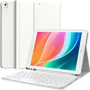 CHESONA Keyboard Case for iPad 9th Generation (2021)/8th Gen/7th Gen 10.2 Inch, Detachable Wireless with Pencil Holder Stand Folio Keyboard Cover for iPad 9th Gen/8th Gen/7th Gen 10.2”, White