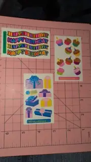 Vintage Stickoporamus Stickers Off A Roll Happy Birthday Presents Cupcakes