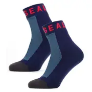 Sealskinz Waterproof Warm Weather Ankle Length Sock with Hydrostop - Blue / Grey / Red - X-Large