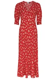 Rixo Zadie Floral-print Midi Dress - Red - Xxs (UK 6 / Xxs) XXS (UK 6 / XXS)