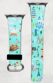 Disney Parks Apple Watch Band NEW 38/40/41 & 42/44/45 Magic Kingdom Rides