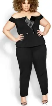 CITY CHIC Sexy Tux Jumpsuit - black M/18 NWT $169
